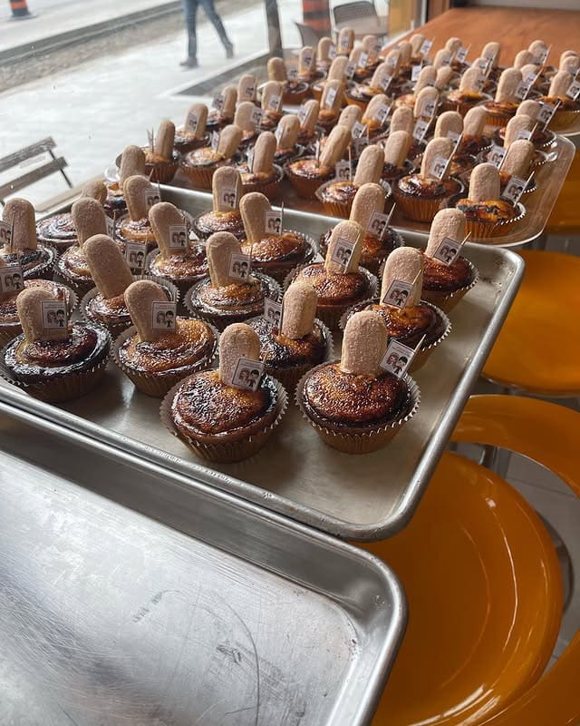 Trays of individual desserts prepared for a wedding